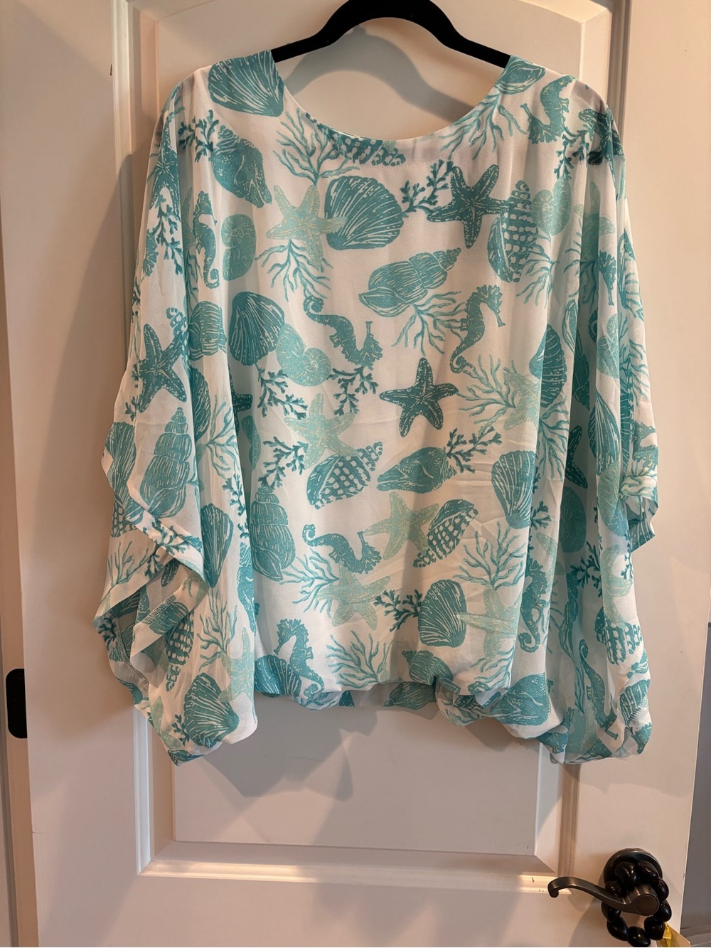 Belle Beach by Kim Gravel Coastal Shell Print Blouse